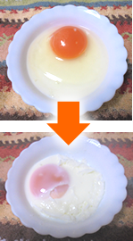 生卵をレンジで加熱した画像